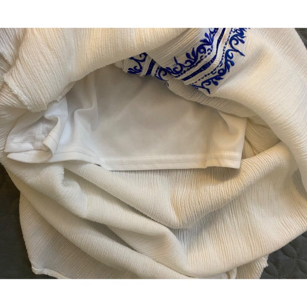 Romeo + Juliet Couture White & Blue Embroidered Maxi Dress XS - Picture 7 of 9